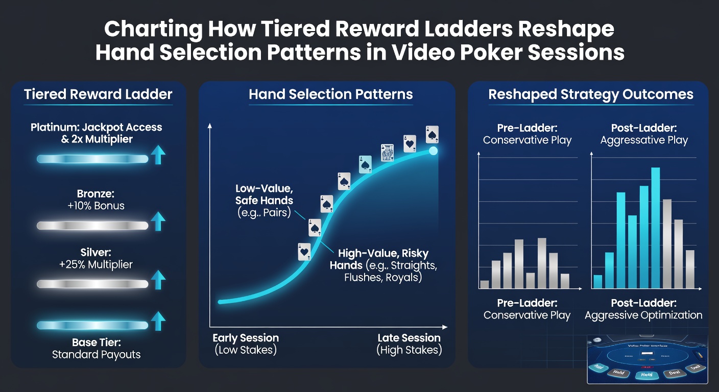 Graph illustrating shifts in flush draw retention rates across different loyalty tiers in video poker