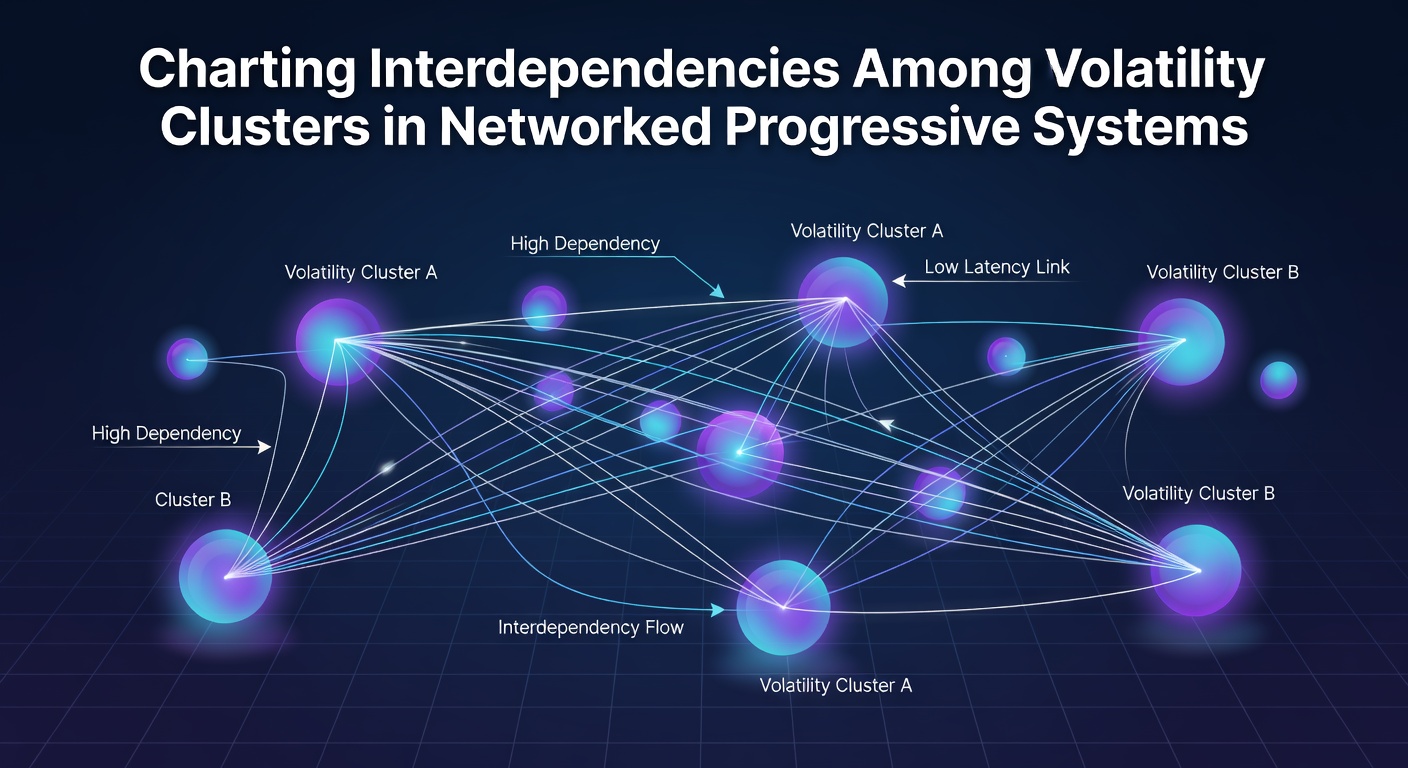Diagram showing volatility clusters mapped across a networked progressive system with connecting lines indicating interdependencies