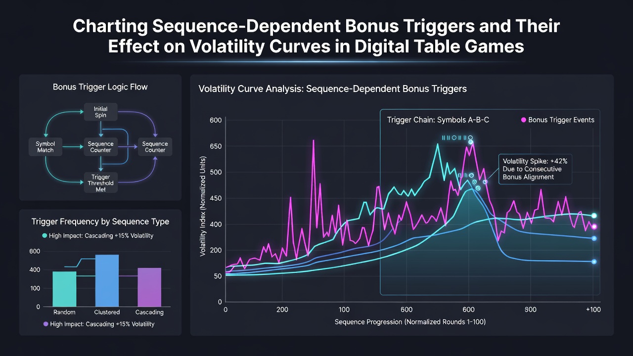 Volatility curve graph illustrating sequence-dependent bonus impacts on digital table games