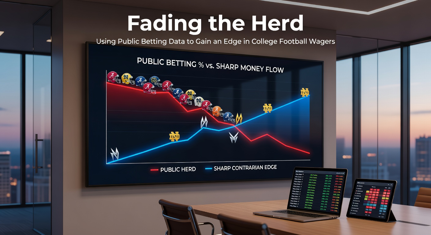 Colorful line graph displaying public betting percentages on both sides of a major college football matchup, highlighting heavy crowd favoritism toward the popular team