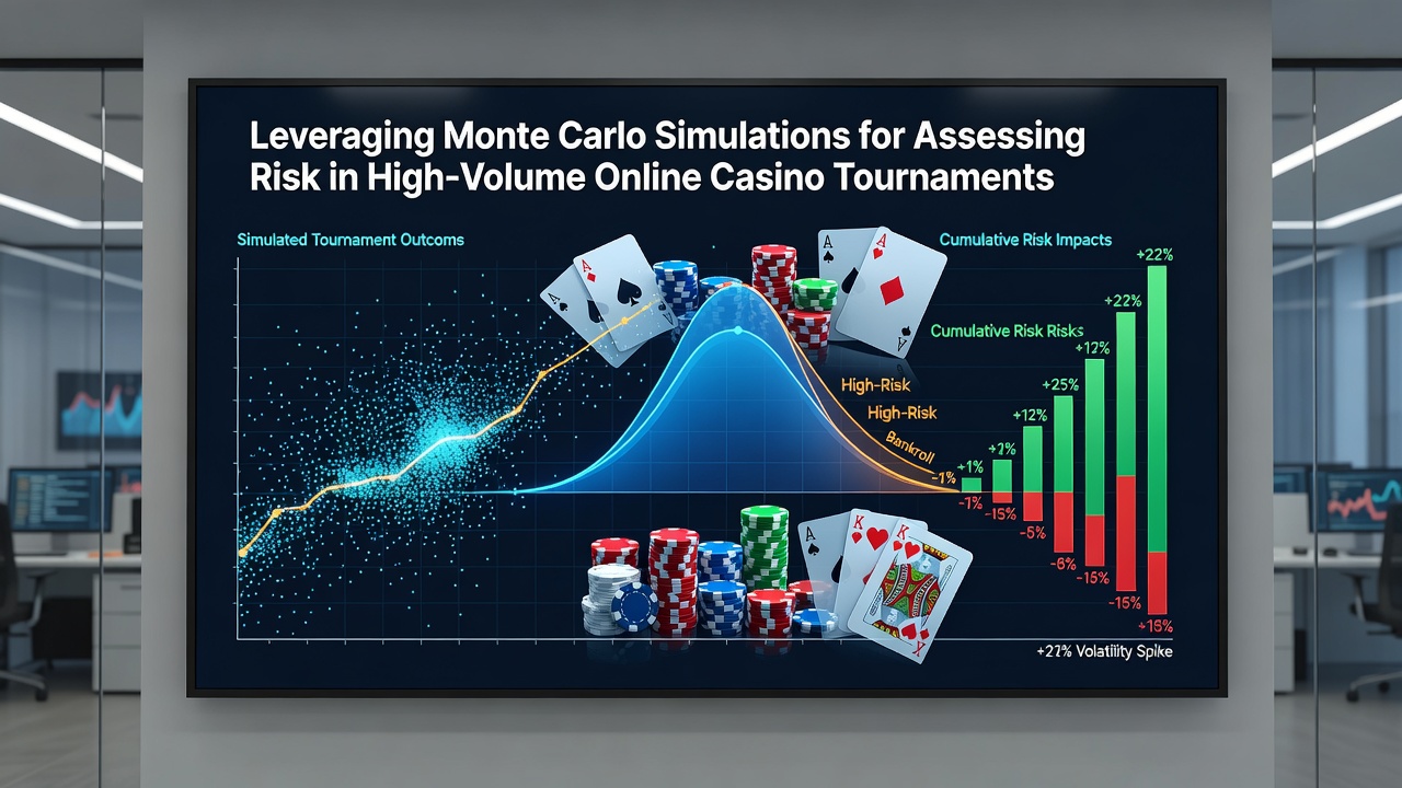 Dashboard interface displaying Monte Carlo risk metrics overlaid on live tournament registration numbers