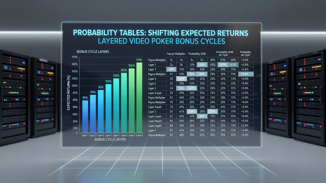 Detailed view of probability tables used in video poker bonus cycle analysis