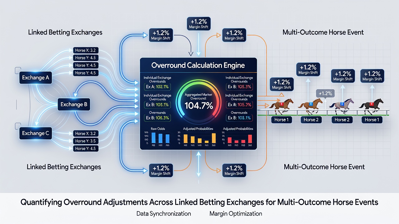 Chart illustrating margin convergence rates between betting exchanges during horse racing events