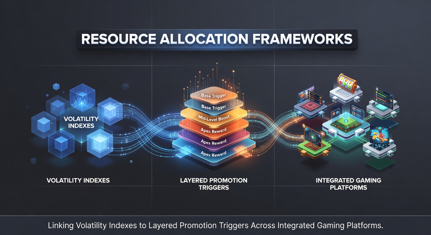 Diagram illustrating resource allocation models that tie volatility indexes to multi-tier promotion triggers across connected gaming platforms