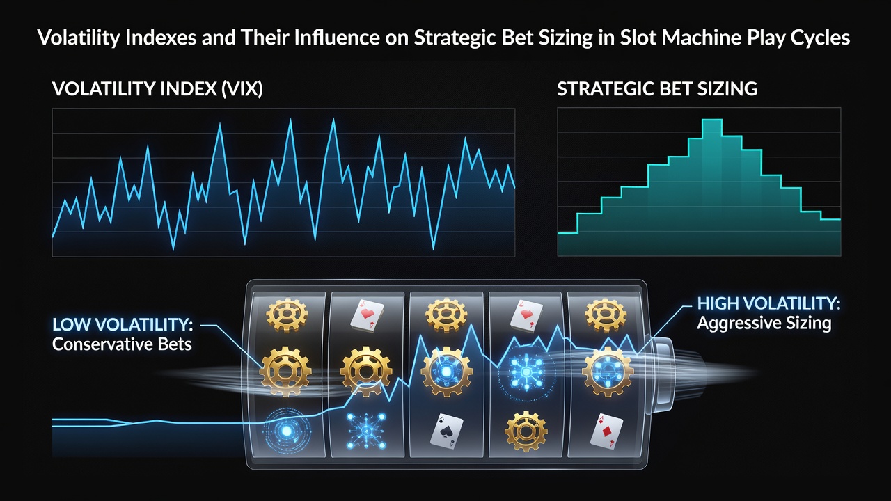 Detailed chart showing slot machine volatility indexes across different game types with bet sizing indicators overlaid